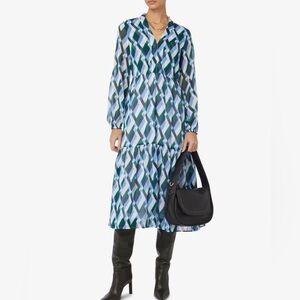Emme Marella “Halle” Long-Sleeve Geometric Midi Dress – EU 44/ large